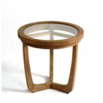 MESA AUXILIAR MADERA NATURAL CRISTAL 7569/03