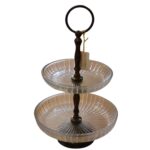 BANDEJA DOBLE REDONDA VIDRIO METAL 306RO021