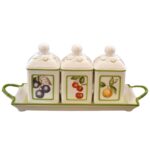 SET 3 ESPECIEROS/TARROS CON BANDEJA CASCARA CHARM