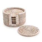 JUEGO SEIS POSAVASOS RATÁN BLANCO C/SOP