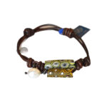 PULSERA CUERO MARRON DOB.MURR+PER+PLATA