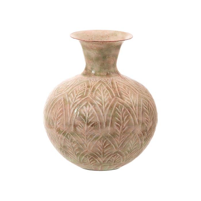 1017289.jpg JARRON CREMA VERDE METAL 152924 - Imagen 1