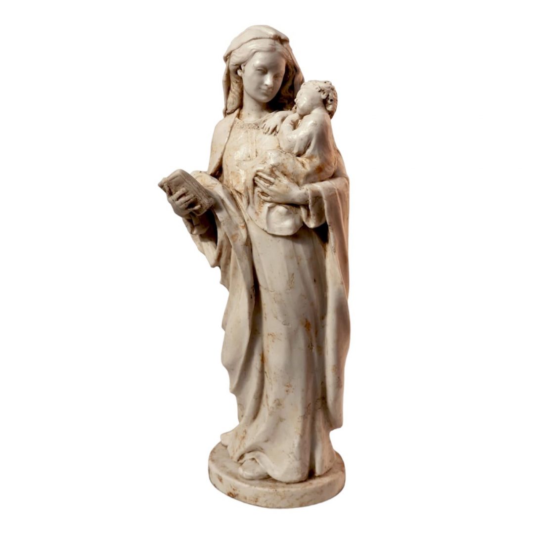 1017660.jpg VIRGEN DE LA ALEGRÍA ALABASTRO PATINADO - Imagen 1