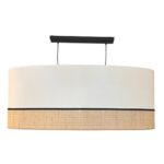 LÁMPARA DE TECHO OVALADA 90CM DOBLE TEXTURA LINO+ RAFIA+ TERCIOPELO NEGRO