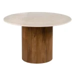 MESA COMEDOR NATURAL-CREMA MÁRMOL/MADERA 120 X 120 X 74 CM - Imagen 2