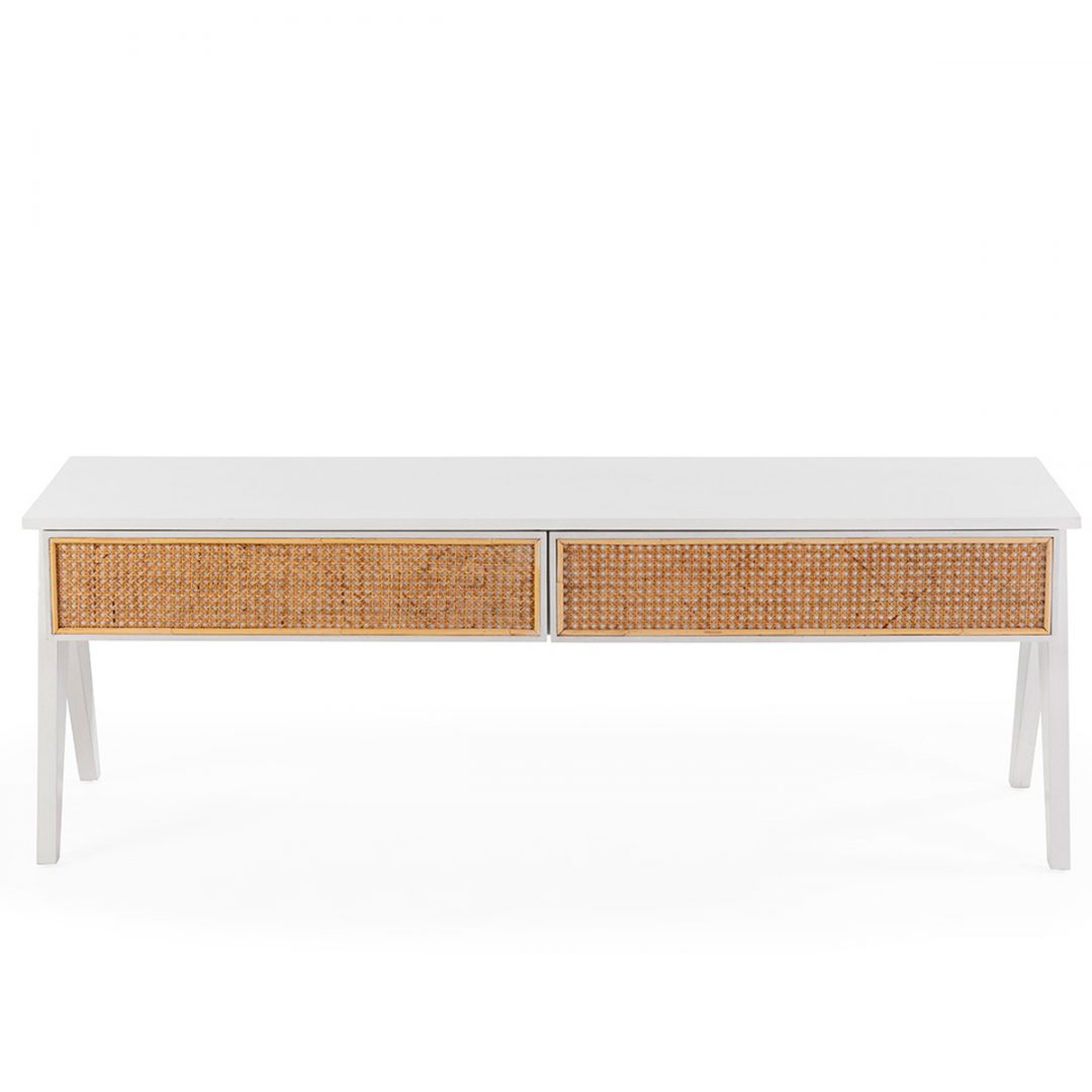 7646302-1.jpg MUEBLE TV MADERA CEDRO BLANCO/RATÁN - Imagen 1