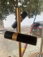 LÁMPARA DE PIE CILINDRO 2 LUCES DORADO-NEGRO - Imagen 4