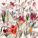 CUADRO IMPRESIÓN MAROUFLAGE FLORES Y MARIPOSAS