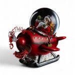 BOLA DE NIEVE PAPA NOEL AVION CON LED