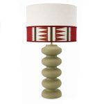 PANTALLA 45CM OVALADA DOBLE TEXTURA LINO BEIGE+ TELA JANE CHURCHILL