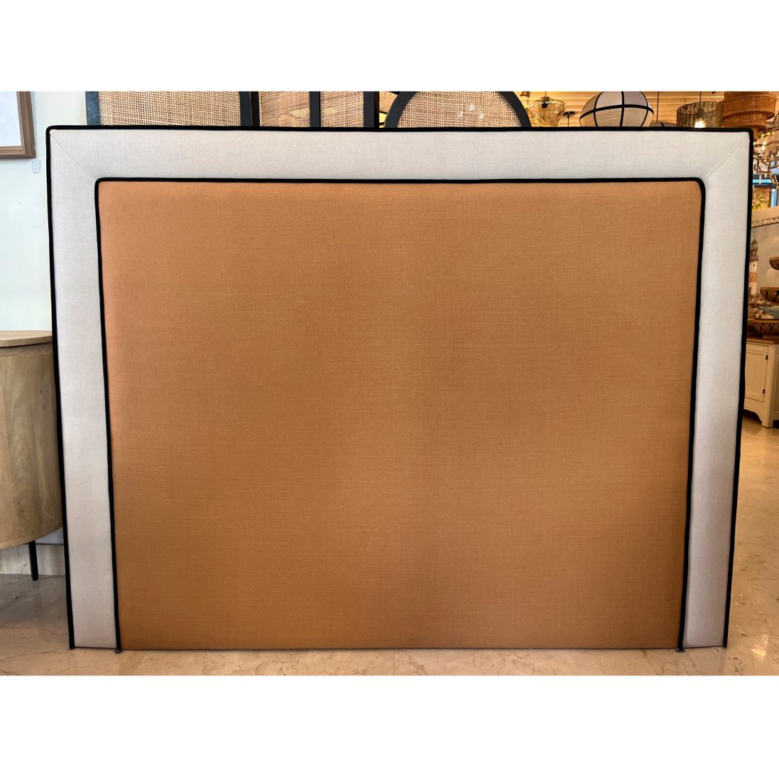 cabecero-lino-beige-y-teja-1.jpg CABECERO ROCHE 160 X 6 X 124 CM - Imagen 1