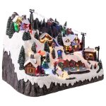 DIORAMA ESCENA DE MONTAÑA CON NIÑOS PATINANDO - Imagen 3