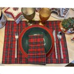 SET 2 INDIVIDUALES LONETA ESCOCÉS ROJO FESTÓN VERDE 50X35CM