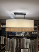 LÁMPARA DE TECHO OVALADA 90CM DOBLE TEXTURA LINO+ RAFIA+ TERCIOPELO NEGRO - Imagen 3