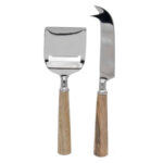 CUCHILLOS QUESO JGO. 2 MANGO MADERA NATURAL