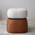 PUFF CUADRADO BEIGE Y TEJA