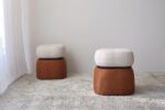 PUFF CUADRADO BEIGE Y TEJA - Imagen 2