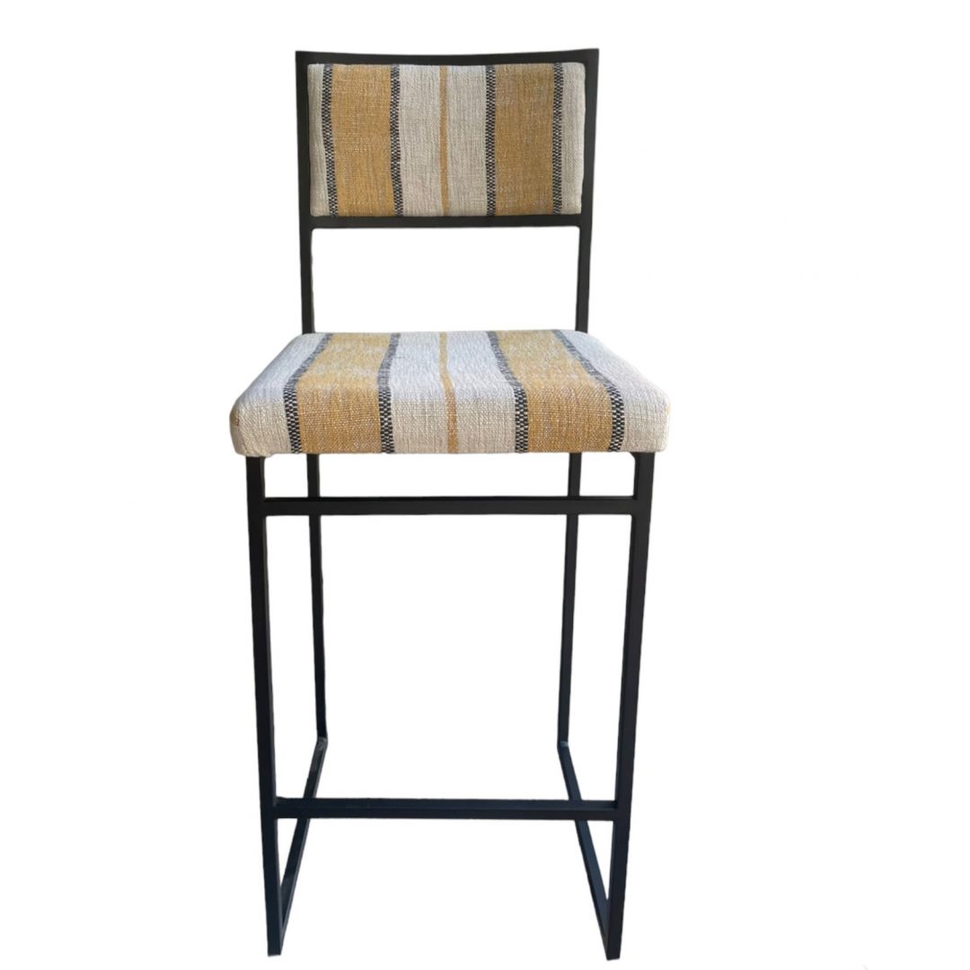 taburete-rayas-mostaza.jpg TABURETE METALY RAYAS MOSTAZA - Imagen 1
