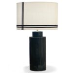 CILINDRO 40CM  LINO BEIGE+ TERCIOPELOS CRUZADOS AZUL PRUSIA