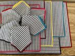 SET 6 SERVILLETAS VICHY GRIS REMALLADO COLORES - Imagen 2