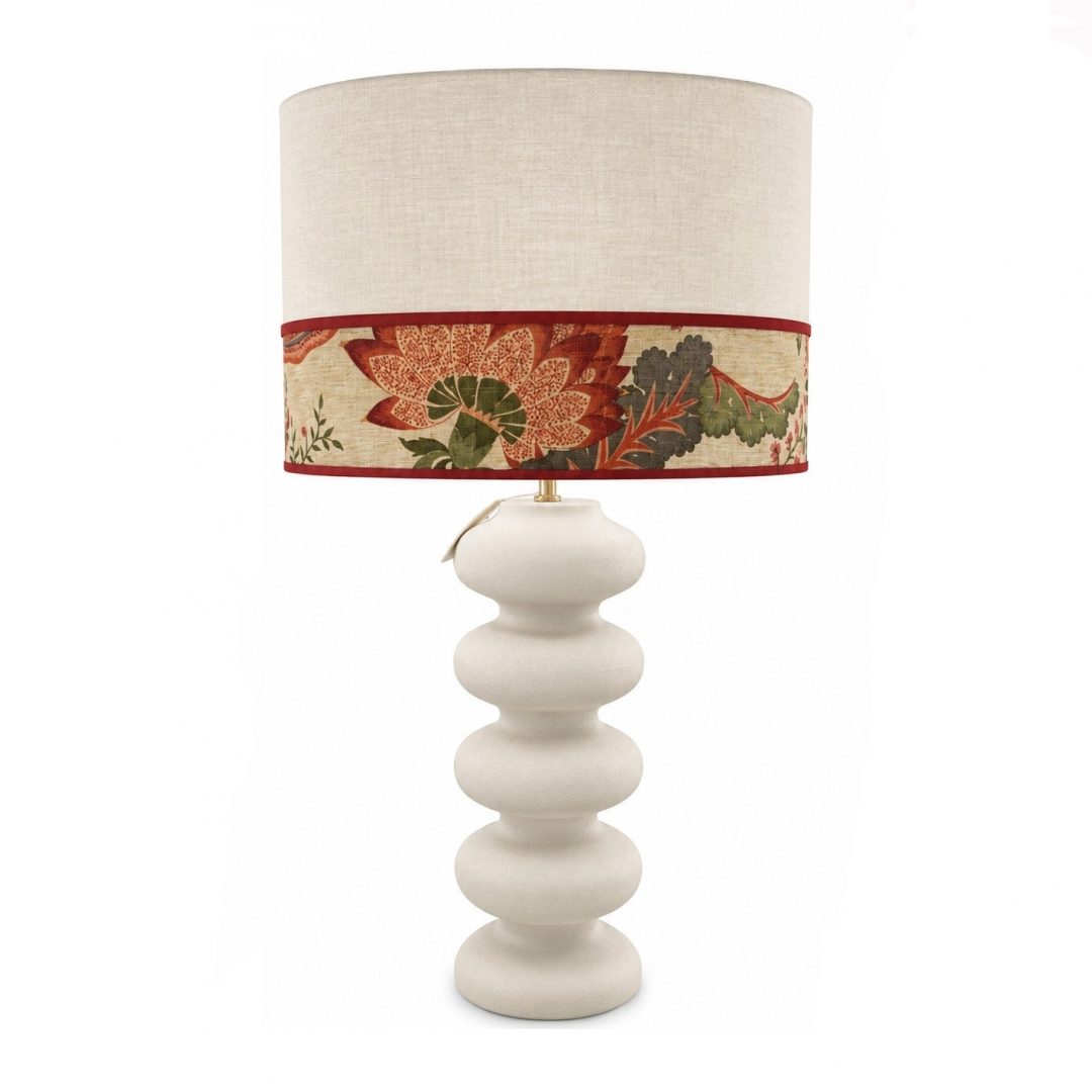 soroca paraiso 1 PANTALLA 45CM OVALADA LINO BEIGE+ TELA PARAISO MULTI - Imagen 1